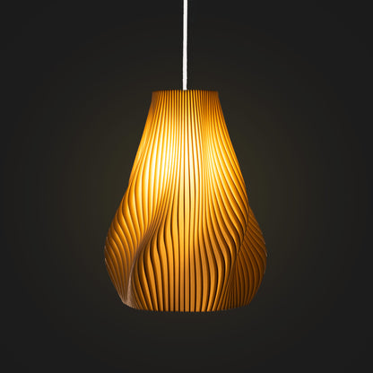 Neutral table lamp with a circular form and soft warm glow