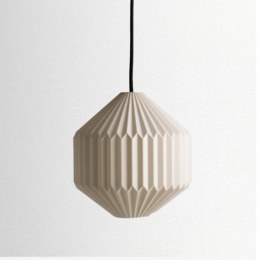 Pendant lamp with folded detailing and soft diffused glow