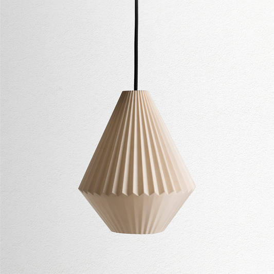 Pendant lamp with folded detailing and soft ambient glow